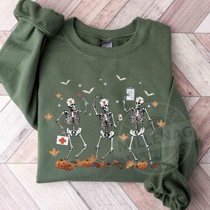 Nurse Skeleton Dancing Halloween PNG, Skeleton Nurse Hallowen Png, Nurse Witchy Png, Halloween Dancing Skeleton Png, Instant Download
