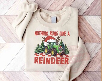 Nothing Runs Like a Reindeer PNG, Christmas Tractor Reindeer PNG, Christmas Truck Pine Png, Vintage Christmas PNG, Instant Download