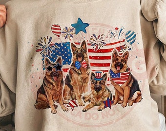 German Shepherd American Flag Png, German Shepherd Fourth Of July Png, Patriotic USA German Shepherd PNG, Independence Day Png