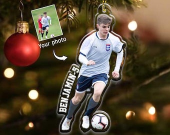 Customized Soccer Player Photo Ornament, Soccer Picture Ornament, Christmas Soccer Ornament, Soccer Team Gift, Christmas Tree Decor