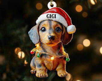 Personalized Dachshund Flat Ornament, Christmas Dachshund Ornament, Christmas Dog Ornament, Dachshund Gifts, Christmas Tree Decoration