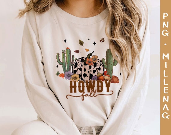 Howdy Fall Png, Western Png, Western Retro Png, Png, Fall Png, Thanksgiving Png, Fall Png, Retro Png, Cowboy Pumpkin Png, Country Png