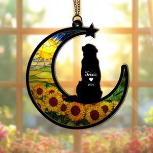 Customized Dog Memorial Suncatcher, Custom Dog Suncatcher Decor, Pet Loss Gift, Dog Sympathy Gift, Gift For Dog Lovers