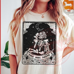 Hond moeder tarotkaart png, skelet hond met moeder png, skelet moeder png, heksen vibes png, huisdier minnaar cadeau, cadeau voor Moederdag