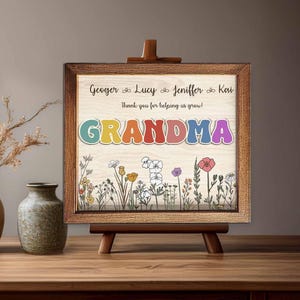 Personalized Grandma&#39;s Garden Sign, Wildflower Wooden Frame, Mama&#39;s Garden Sign, Gift for Mom, Mothers Day Gifts