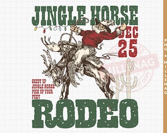 Jingle Horse Rodeo PNG,  Western Christmas Png, Cowboy Santa Png, Cowboy Christmas Png,  Howdy Christmas Png, Instant Download
