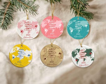 Personalized Travel Destinations Ornament, Christmas Travel Signpost Ornament, Traveling Christmas Ornament, Travel Christmas Ornament