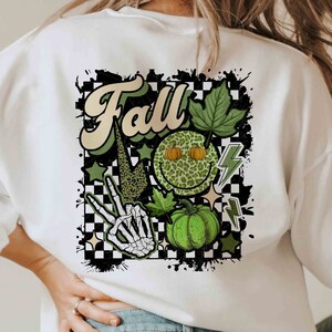 Checkered Fall Vibes PNG, Retro Fall PNG, Autumn PNG, Spooky Png ...