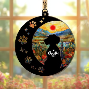 Personalized Dog Memorial Suncatcher, Custom Dog Suncatcher Decor, Dog Loss Gift, Dog Sympathy Gift, Gift For Dog Lovers