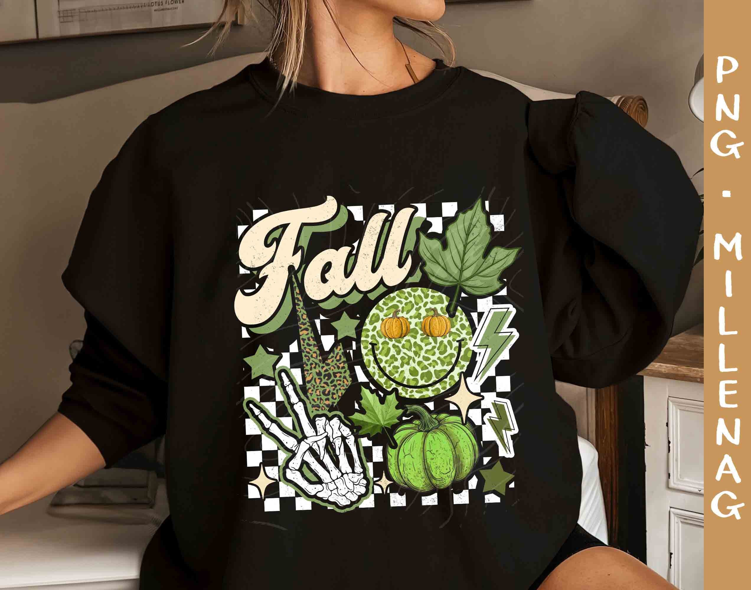 Checkered Fall Vibes PNG Retro Fall PNG Autumn PNG Spooky - Etsy