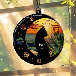 Personalized Cat Memorial Suncatcher, Custom Pet Memorial Gift, Cat Sympathy Gift, Cat Loss Gift, Cat Remembrance Gift, Window Hangings