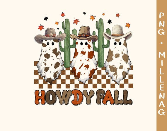 Howdy Fall Png, Western Png, Western Retro Png, Thanksgiving Png, Fall Png, Retro Png, Cowboy Ghost Png, Country Png, Instant Download