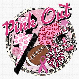 Pink Out PNG, Brustkrebsbewusstsein Png, Pink Ribbon Fußball und Beifall Png, Leopard Fußball PNG, Fußballsaison Png, Sofort Download