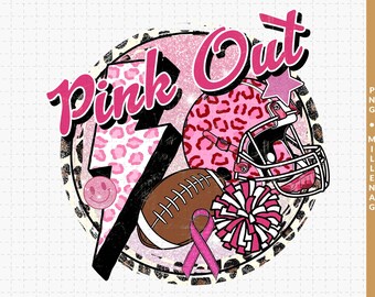 Pink Out PNG, Brustkrebsbewusstsein Png, Pink Ribbon Fußball und Beifall Png, Leopard Fußball PNG, Fußballsaison Png, Sofort Download