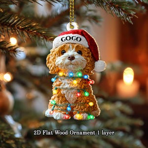 Customized Name Cavapoo Christmas Ornament, Dog First Christmas FLAT Ornament, Personalized Puppy Ornament