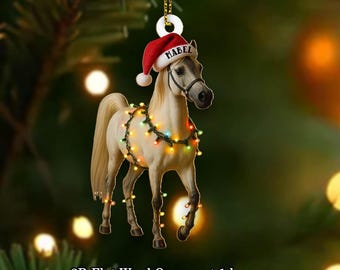 Customized Name Arabian Horse Christmas Ornament, Horse First Christmas FLAT Ornament, Personalized Foal Ornament