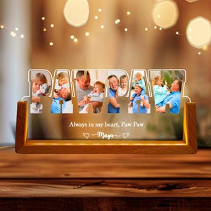 Personalized Pawpaw Photo Collage Night Light, Fathers Day Picture Led Light, Gift From Kids, Father&#39;s Day Gift, Gifts For Grandpa