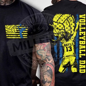 Papá de voleibol personalizado con bandera Png, papá de voleibol con bandera estadounidense Png, regalo de padre e hija, regalo de padre e hijo, nombre y número personalizados