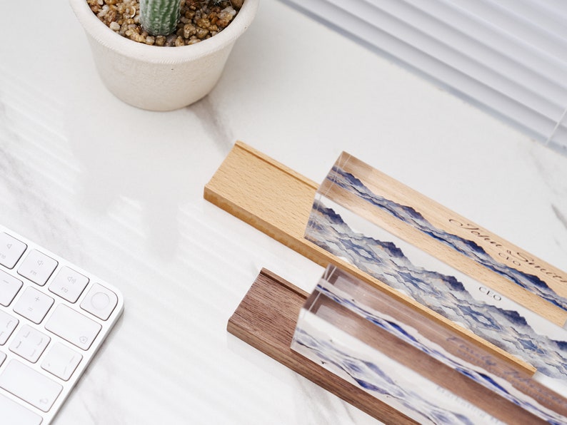 Minimalist acrylic desk nameplate with wooden base,Graduation desk nameplate,Graduation gift,refined office essential,elevate your workspace image 5