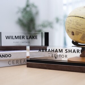 Minimalist acrylic desk nameplate with wooden base,Graduation desk nameplate,Graduation gift,refined office essential,elevate your workspace image 8