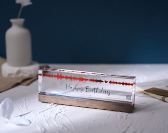 Personalized art soundwave gift, Unique gift for Mother's Day, Customized voice message or song acrylic block for mom's birthday