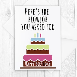 Funny Blowjob Birthday Card for Him from Her Dirty B-Day Card for Boyfriend from Girlfriend Adult Naughty Blow Job Birthday Card for Man