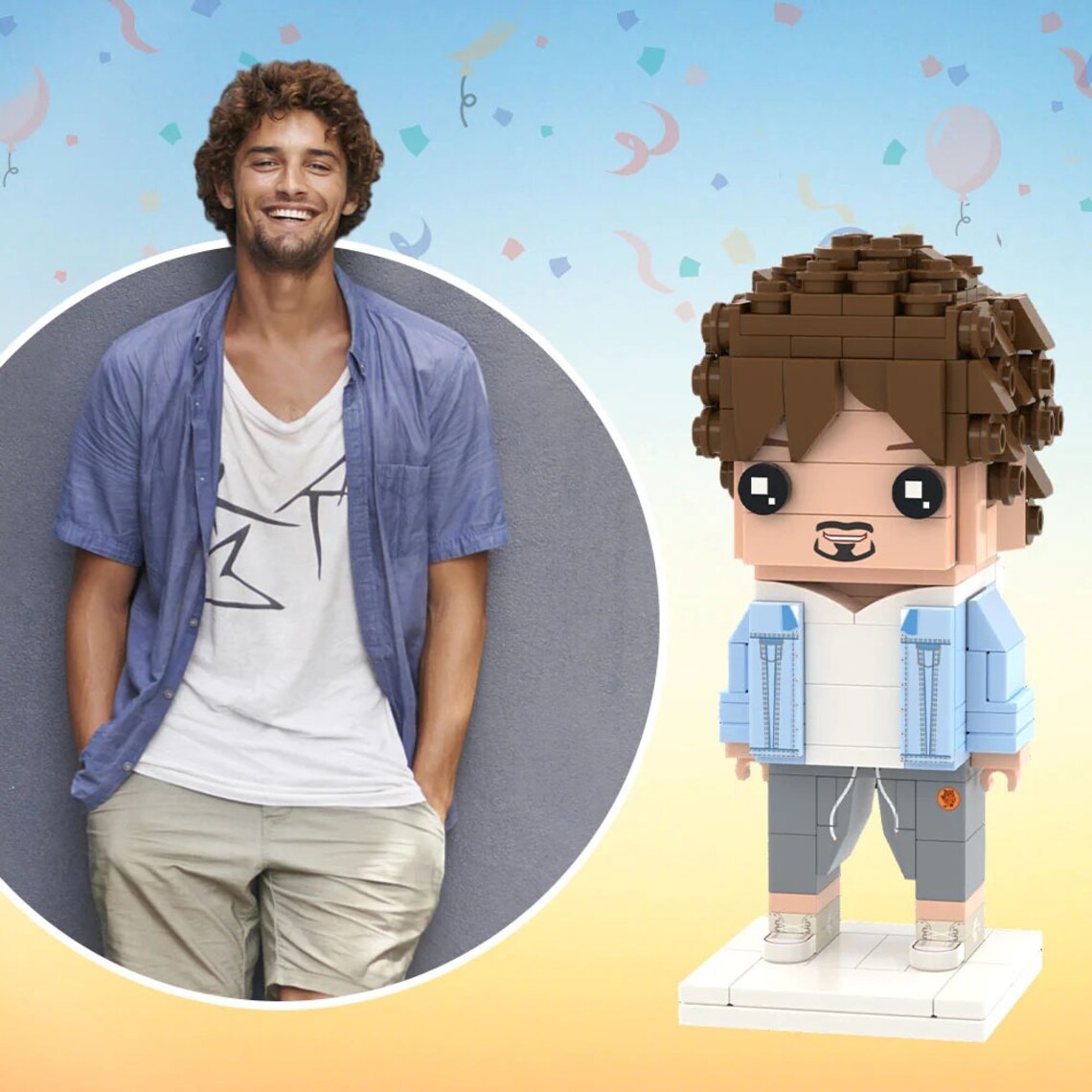 Custom Kids Minifigure Brick Figurines Personalized Photo Puzzle Gift ...