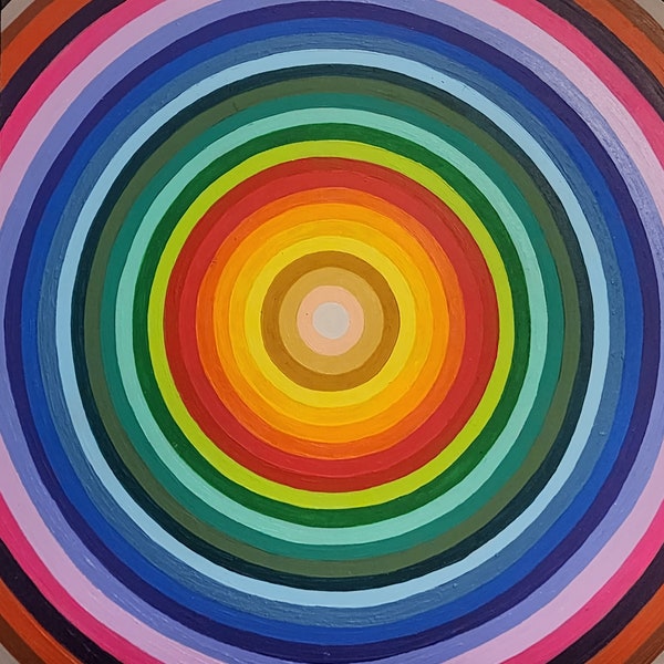 Handmade Multicolor Concentric Circles Board - Vibrant Symmetry for Contemporary Spaces