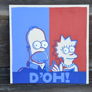 Homer and Marge Simpson Artwork Handmade Board