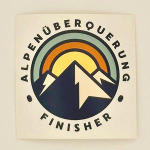 Alpenüberquerung Finisher Aufkleber | Alpencross E5 Oberstdorf Meran München Venedig | Wandern Geschenk Sticker
