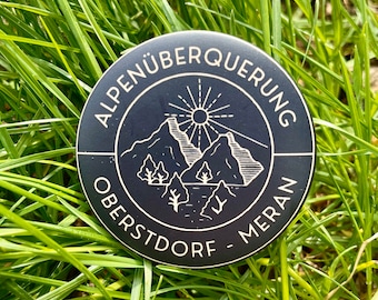 Button Badge Pin Alpenüberquerung Alpencross Oberstdorf Meran E5 Finisher