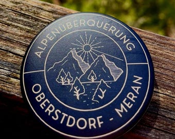 Oberstdorf Meran Button E5 Alpenüberquerung | Alpencross Weitwanderweg Pin | Wandern Souvenir Badge