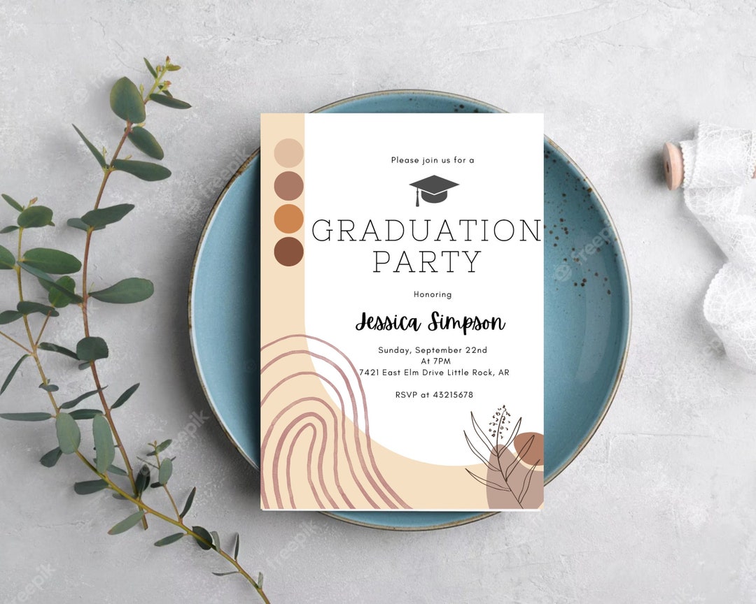 Boho Graduation Party Invitation Template Printable Party Etsy