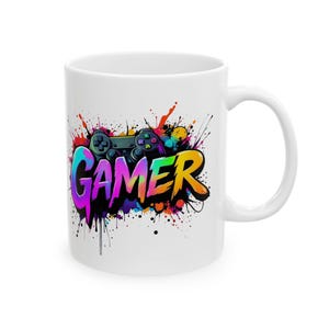 White Ceramic Coffee Mug Gamer