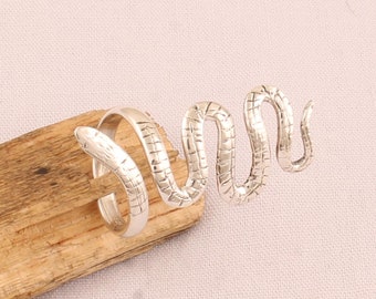 Adjustable Sterling Silver Snake Ring: Handmade 925 Silver Jewelry