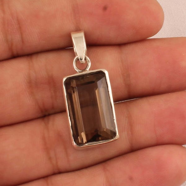 Handmade Smoky Quartz Silver Pendant Necklace