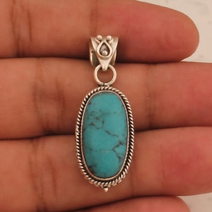 Handmade Tibetan Turquoise Sterling Silver Pendant Necklace