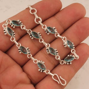 Blue Topaz Bracelet,Handmade Bracelet,925 Sterling Silver Bracelet,Topaz Bracelet, Topaz Jewelry,Gift For Her,Women Jewelry,Anniversary Gift