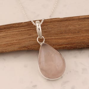 Rose Quartz Pendant 925 Sterling Silver Pendant Rose Quartz Gemstone Pendant Handmade Silver Jewelry Rose Quartz Jewelry Gift For Her Mother