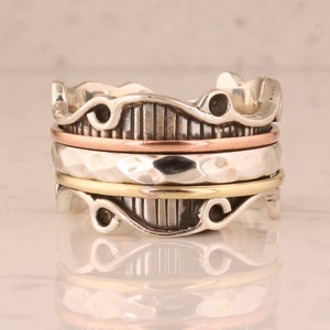 Boho Sterling Silver Spinner Ring: Anxiety Fidget Ring