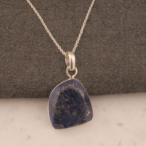 Lapis Lazuli Pendant Necklace: Handmade Sterling Silver Boho Jewelry