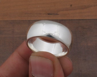 Boho Smooth Plain Sterling Silver With 925 Stamped Purity Band Ring For Men Women, Handmade Simple Band Ring Gifts For Mother's Day Idea
