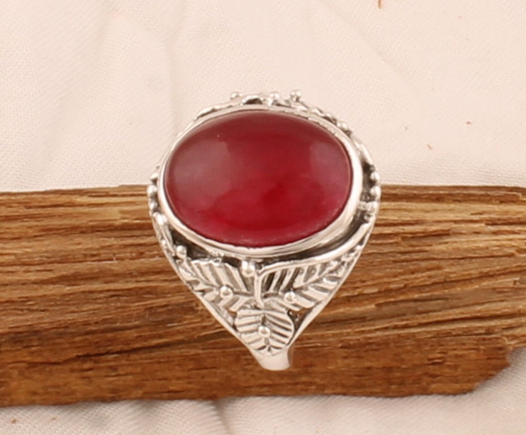 Ruby Purity Ruby Red Jade Sterling Silver With 925 Stamped Purity Ring for Women ...