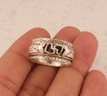 Two Little Heart Sterling Silver With 925 Stamped Purity Anxiety Ring For Men Women, Handmade Silver Heart Spinner Ring Gift For Mothers Day