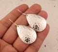 Solid 925 Strerling Silver Textured Hammered Teardrop Dangle Earrings For Women, Handmade Silver Pear Earrings Wedding Bridesmaid Gifts Idea