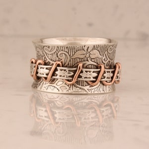 Boho Sterling Silver Spinner Ring: Women&#39;s Fidget Anxiety Ring