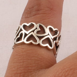 Solide 925 Sterling Silber Herz Bandring Liebe Herzband Ring Liebesherz Ring Herzband Endlose Liebe Herzform Band Für Valentinstag Geschenke