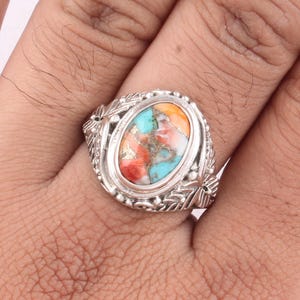 Austern-Kupfer-Türkis-Ring, 925 Sterlingsilber-Ring, Ehering, Versprechensring, Geschenk für Frauen, Silberschmuck, Geschenk für sie