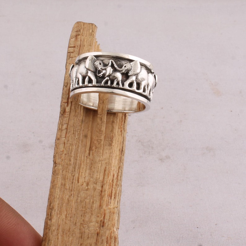 Sterling Silver Elephant Family Ring: Boho Wildlife Jewelry - Etsy