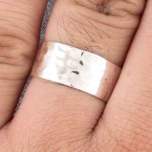 Hammered Textured Sterling Silver With 925 Stamped Purity Band Ring For Men Women, Handmade Simple Band Ring Gifts For Mother&#39;s Day Idea